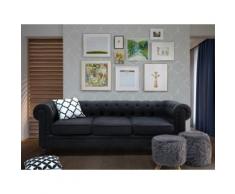 Divano 3 posti in tessuto grigio scuro CHESTERFIELD