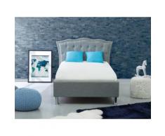 Letto singolo con contenitore in tessuto grigio 90x200cm METZ