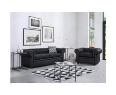 Poltrona vintage in pelle nera CHESTERFIELD