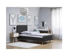 Letto singolo in tessuto grigio 90x200cm - RENNES