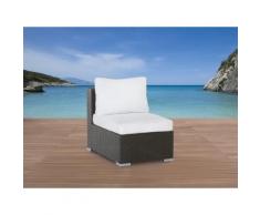Sedia poltrona da giardino in rattan marrone con cuscini bianchi GRANDE