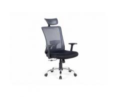 Sedia da ufficio imbottita in tessuto grigio e nero - NOBLE
