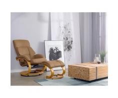 Poltrona massaggiante da ufficio in pelle beige con poggiapiedi FORCE