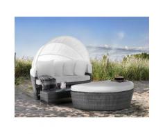 Divano coperto da giardino in rattan grigio SYLT LUX