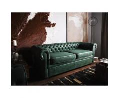 Divano 3 posti in ecopelle verde CHESTERFIELD