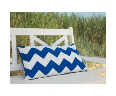 Cuscino decorativo da giardino con zigzag blu 40 x 70 cm