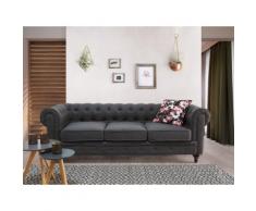 Divano 3 posti in tessuto grigio CHESTERFIELD