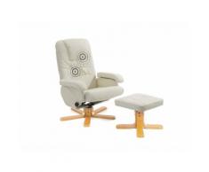 Poltrona massaggiante da ufficio in pelle beige con poggiapiedi RelaxPRO