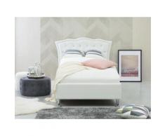 Letto singolo con contenitore in pelle sintetica bianca 90x200cm METZ
