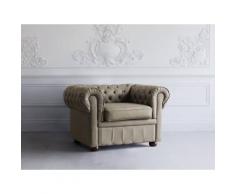 Poltrona vintage in pelle beige cappuccino CHESTERFIELD