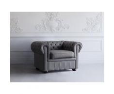 Poltrona vintage in pelle grigia CHESTERFIELD