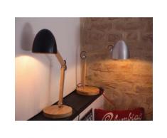 Lampada da tavolo in legno e metallo argentato VELEKA