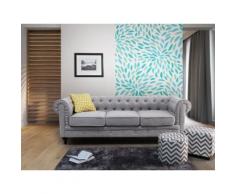 Divano 3 posti in tessuto grigio chiaro CHESTERFIELD
