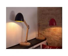Lampada da tavolo in legno e metallo rosso VELEKA