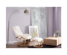 Poltrona massaggiante in ecopelle color beige con poggiapiedi MAJESTIC