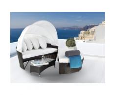 Divano coperto da giardino in rattan marrone SYLT LUX