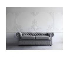 Divano 3 posti in pelle grigia CHESTERFIELD