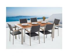 Set 6 posti da giardino piano in mogano sedie rattan GROSSETO