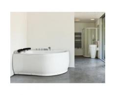 Vasca da bagno angolare bianca con idromassaggio e LED - Versione destra - PARADISO