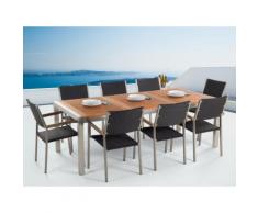 Set 8 posti da giardino piano in mogano sedie rattan GROSSETO