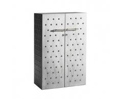 OPINION CIATTI armadio con borchie PRINCIPE GALEOTTO (Cemento, accessori cromati, 2 ripiani e 4 appendiabiti - MDF e metallo)