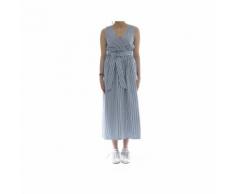 Vestito - 145578 Vestito lungo riga 1312 - Bianco Blu-Guardaroba