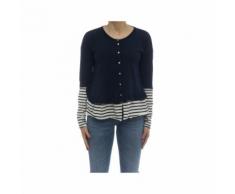Maglieria - 145316 cardigan inserto 09 - Blu-Guardaroba