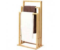 Porta asciugamani piantana in legno bamboo 3 braccia da terra per bagno asciugamano