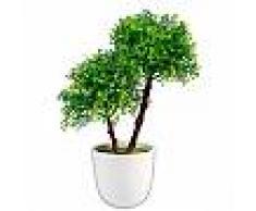 Piantina verde bonsai artificiale vaso bianco 30 x 23 cm arredamento casa 6925