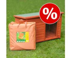 Set Cuccia per cani Woody, porta e Isolamento - L 104 x P 66 x H 70 cm