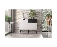 : Credenza Scandi con 2 ante e 1 cassetto / Bianco/Nero