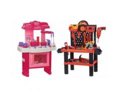 2x Set da gioco per bambini: Officina, cucina