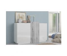Credenza a 3 ante: Bianco lucido/Cemento