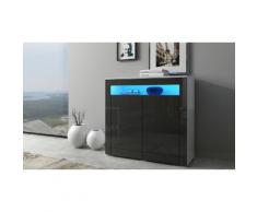 : Credenza Blue Mini con LED / Bianco/Nero laccato