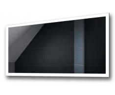 Artforma Specchio da bagno illuminato con LED07 100x70 Interruttore tattile & Specchio cosmetico & Orologio a LED