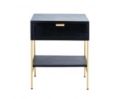 Maisons du Monde Comodino con 1 cassetto in legno massello di acacia nero e metallo dorato Jagger