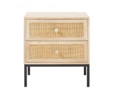 Maisons du Monde Comodino a 2 cassetti in legno massello di mango e rattan Helios
