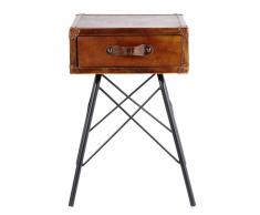 Maisons du Monde Comodino ad 1 cassetto in pelle marrone e metallo nero Sullivan