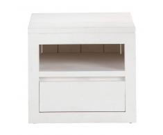 Maisons du Monde Comodino bianco in massello di legno con cassetto L 40 cm White