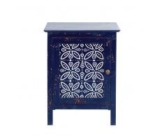 Maisons du Monde Comodino ad 1 anta in legno massello di mango blu Shibori
