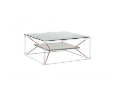 Twist Design Tavolino Da Salotto Noqui Top In Vetro E Ripiano Effetto Cemento