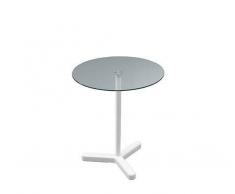 Twist Design Tavolino Leo Con Base In Legno Bianco E Top In Vetro