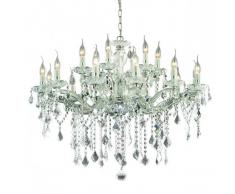 Ideal Lux Lampadario id-florian sp18 cromo nero e14 classico vetro cristallo molato gocce