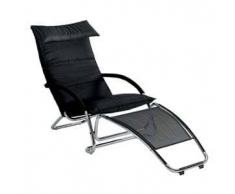 BONALDO poltrona a dondolo / chaise longue SWING (Cat. Capri Nero L09 - Pelle e acciaio cromato)
