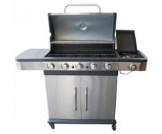 BARBECUE A GAS IN ACCIAIO INOX 5 FUOCHI + 1 LATERALE PER ESTERNO GIARDINO, PORTICO, TERRAZZO
