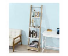 SoBuy Scaffale a Scala, Libreria,scaffale componibile da angolo, con 4 ripiani e 1 vassoio,