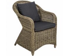 Poltrona deluxe in rattan e alluminio - sedia + cuscini su seduta e schienale naturale