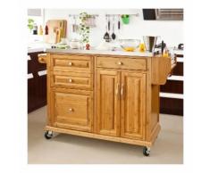 SoBuy Carrello di servizio, Scaffale da cucina,Buttler,Mobili cucina,bambù+ acciaio(piano),