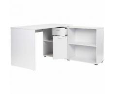 Scrivania porta pc angolare con libreria 130x61x75 cm bianca