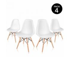Pack 4 sedia bianca Sena Nordic design per terrazza balcone soggiorno -McHaus